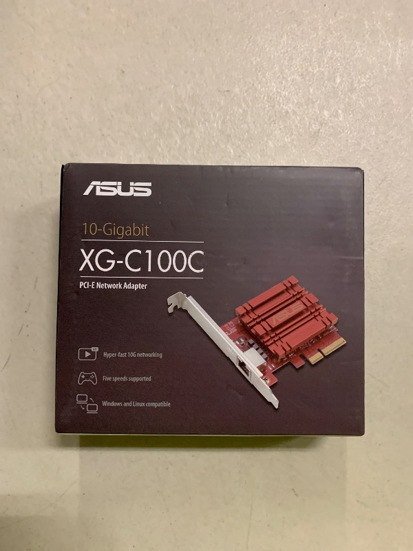 Photo 1 of ASUS XG-C100C 10G Network Adapter PCI-E x4 Card with Single RJ-45 Port and Built-in QoS for use with Windows 10/8.1/8/7 and Linux Kernel 4.4/4.2/3.6/3.2, TAA Compliant (XG-C100C)