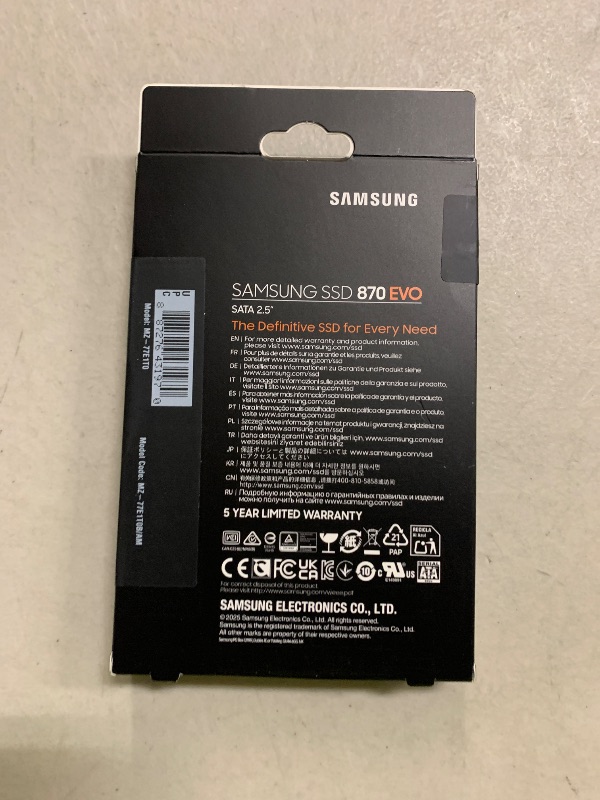 Photo 1 of Samsung 870 EVO SATA III SSD 1TB 2.5” Internal Solid State Drive, Upgrade PC or Laptop Memory and Storage for IT Pros, Creators, Everyday Users, MZ-77E1T0B/AM