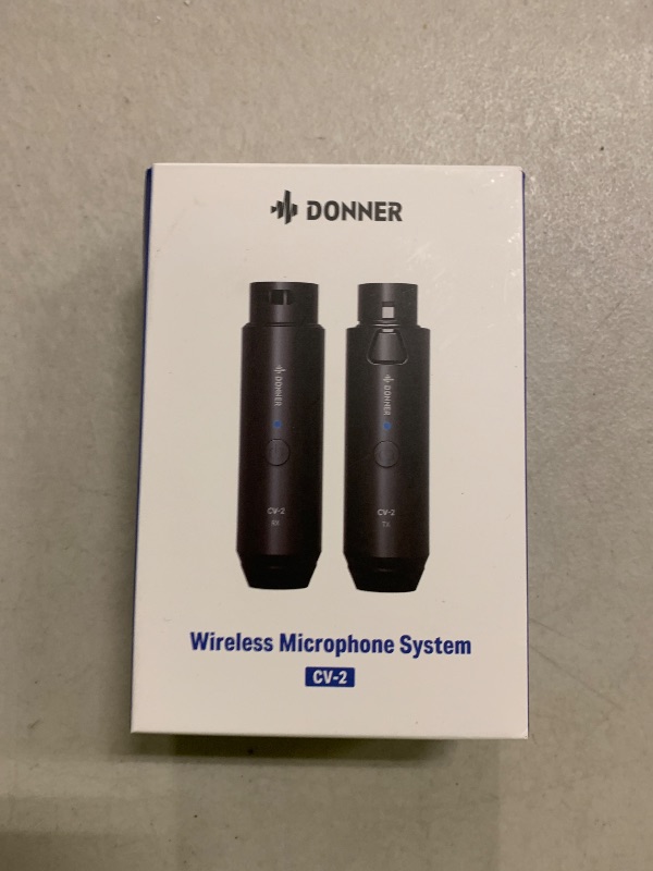 Photo 1 of Donner Wireless XLR Microphone Transmitter Receiver, 2.4GHz Plug-on Wireless Mic Adapter with 24-bit/192kHz High-Resolution for Dynamic Microphones, Audio Mixer, PA System, Camera (CV-2)