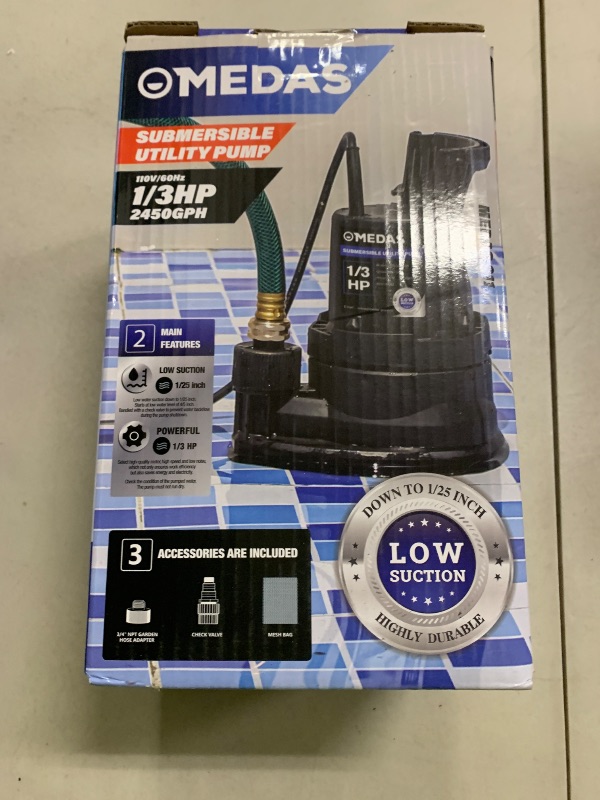 Photo 1 of MEDAS Portable Sump Pump for Swimming Pool, Garden Pond, Basement Water Removal with 10ft Power Cord 1/3HP