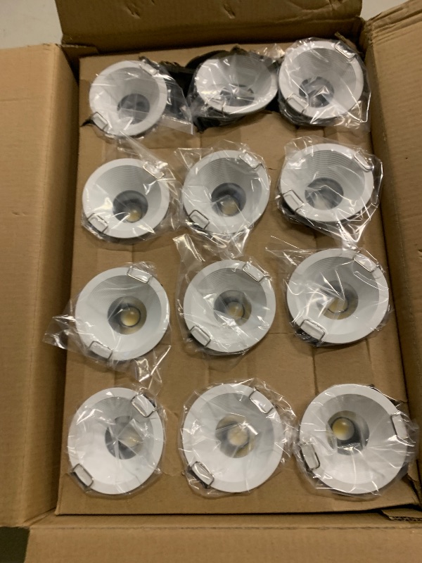 Photo 1 of Adetu 2 Inch 5CCT White LED Recessed Ceiling Light with Junction Box, 2700K/3000K/4000K/5000K Selectable, CRI90, 8W COB, 780LM, Dimmable Canless IP65 Waterproof Downlight-ETL&FCC (White, 12 Pack)