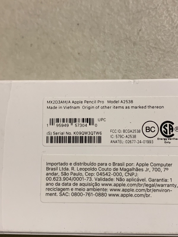 Photo 1 of Apple Pencil Pro: Latest Model - Device Compatibility Check Required - Pixel-Perfect Precision, Tilt and Pressure Sensitivity, Perfect for Note-Taking, Drawing, and Art. Charges and Pairs Magnetically