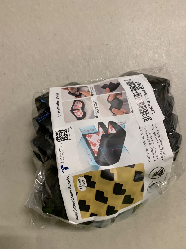 Photo 1 of 12 Pack Soft Corner Protector Baby Proofing Edge and Corner Guards, Safety Pre-Taped Rubber Foam Furniture Bumper for Fireplace, Table, Stair, Cabinet (Black)