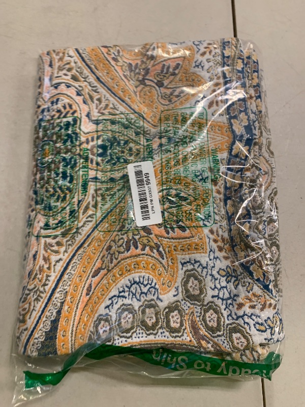 Photo 1 of 100% Cotton Boho Throw Blanket for Home Decor – Classic Farmhouse Quilt Bedding, Muslin Blankets for Adults, Vintage Woven Decorative Blanket for Couch, Bed Layering Use, Paisley Pattern, 50"x60"