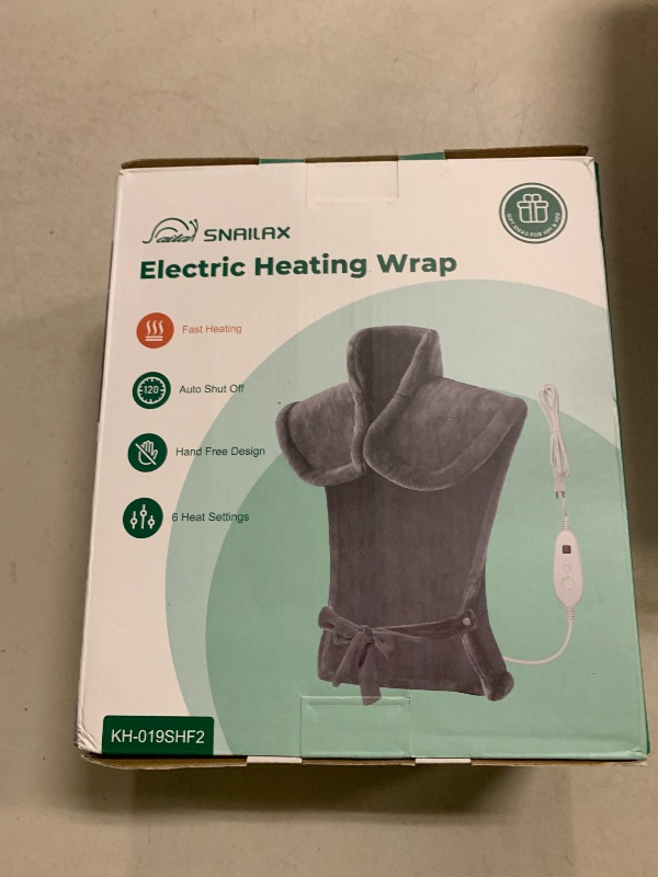 Photo 1 of Snailax Heating Pad for Neck and Shoulders and Back, Large Heating Pad for Neck and Shoulders, Electric Heated Wrap, 6 Heat Settings & Auto Shut Off, Washable,Gifts
