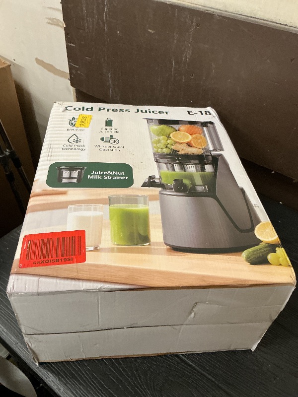 Photo 1 of see notes ,,,,,,,,,,EanOruus Juicer Machines, 3-in-1 Cold Press Juicer with 6.5" Extra Large Chute, 100oz Large Capacity, AC Motor, Makes Juice, Nut Milk & Sorbet, Premium Gray