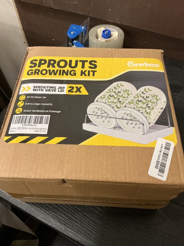 Photo 1 of [LARGE SIZE] 2000ml(68oz) Seed Sprouting Mason Jar Kit with Stand,Drain Tray, Screen Lids,Blackout Sleeves,Good Ventilation & Drainage Capacity,Growing Fresh Organic Mung Beans,Broccoli & Microgreens