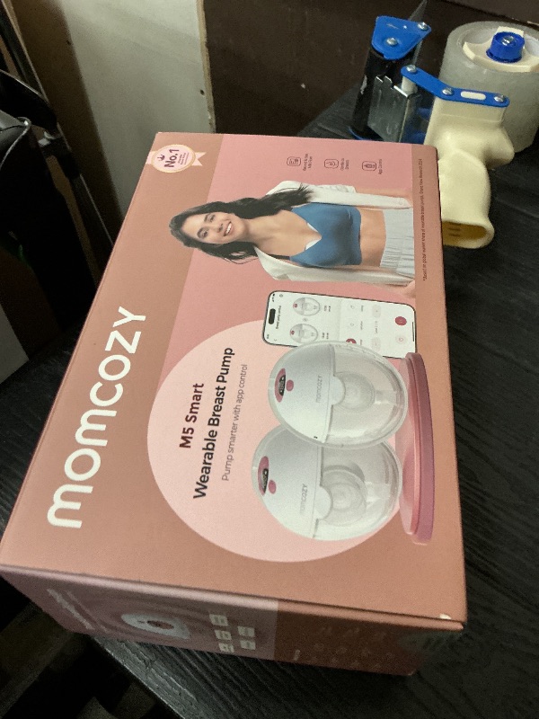 Photo 1 of Momcozy M5 Smart APP Controlled Wearable Breast Pump, Hands-Free Wireless Electric Pump, 3 Modes 9 Suction Levels, BPA-Free, Portable Lightweight, 24mm Flange, 2-Pack Cozy Red
