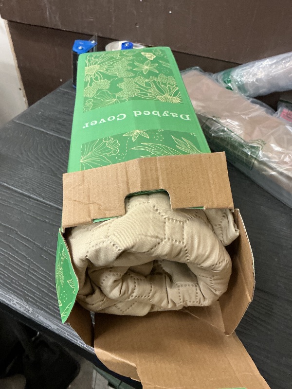 Photo 1 of 3 Piece Beige Daybed Cover Twin Size Cozy Daybed Sets Bedding Double Sided Quilting Cover Set Geometric Print Bedspread Coverlet All Season for Twin Bed with 2 Standard Shams,39"x75"