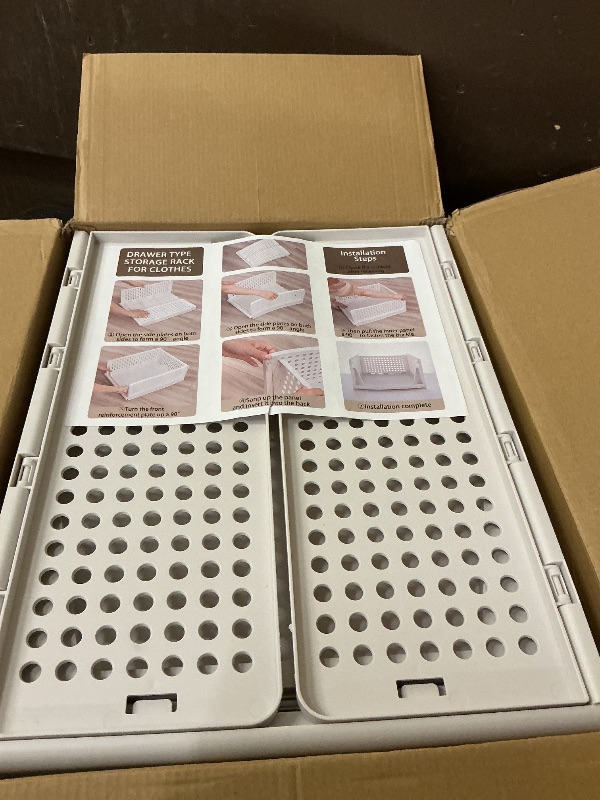 Photo 1 of CTSNSLH 5 Pack Closet Organizers Storage Box, Closet Storage Stackable Storage Bins, Plastic Drawer Basket for Wardrobe Cupboard Kitchen Bathroom Office, White