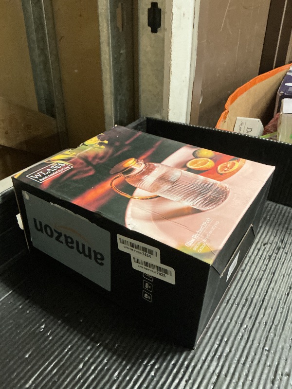 Photo 1 of 2 PACK Glass Pitcher with Lid and Handle,68 oz/ 2 Liter Vertical Stripes Water Pitcher,Glass Water Carafe for Fridge,Hand Blown Heat Resistant Borosilicate Water Jug for Hot/Cold Drinks