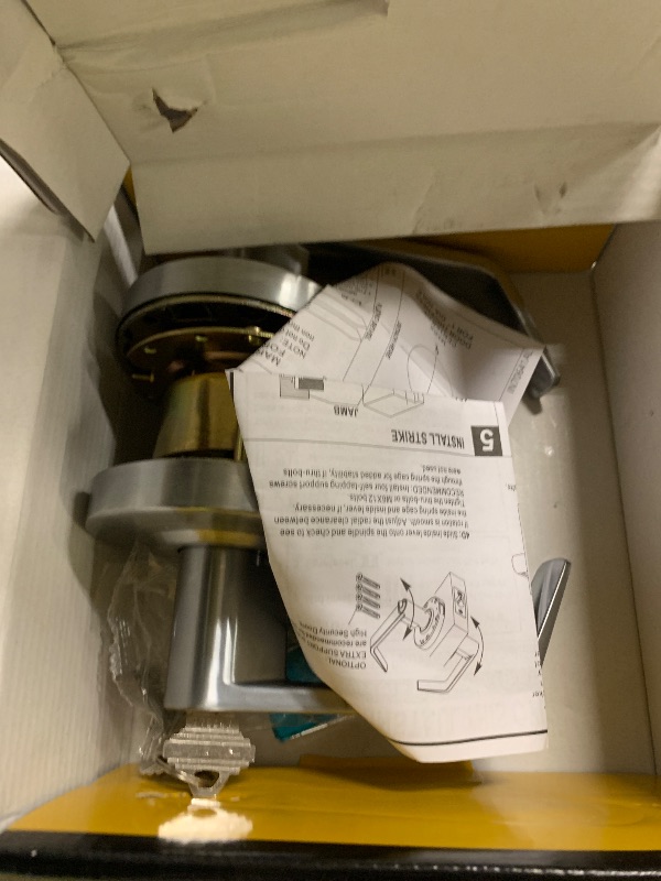 Photo 1 of HISAFE Keyed Entry Grade 2 Commercial Door Locks Heavy Duty Office Door Lever, Non-Handed, UL 3 Hour Fire Rated, ADA Compliant, Satin Chrome Finish 26D, 2-3/4''Backset X-XG-ET-70