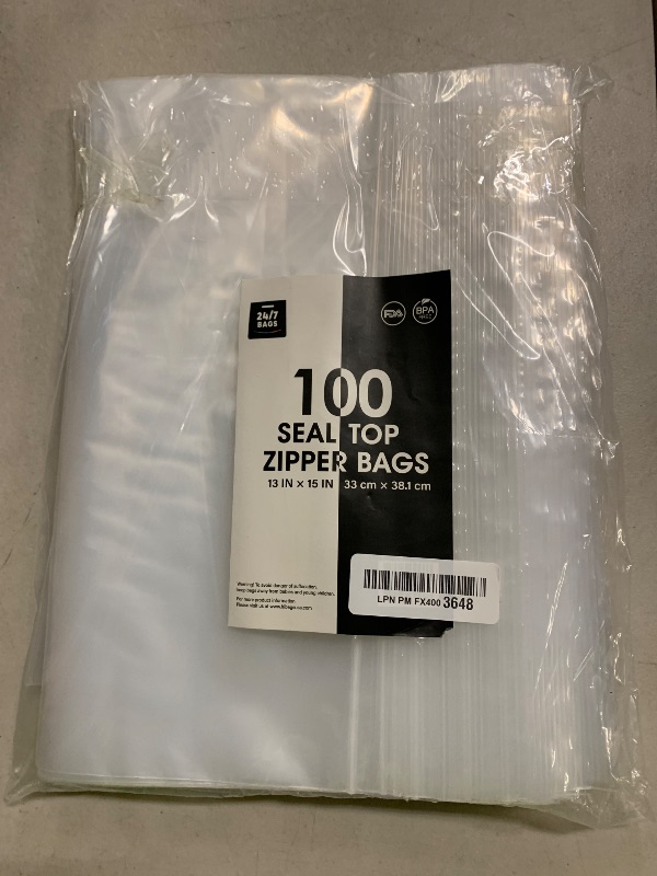 Photo 1 of 100 Count 2 Gallon Zip Storage Bags 13"×15", Reclosable Food Grade 2mil Plastic Zipper Bags for Storage, Packing and Shipping