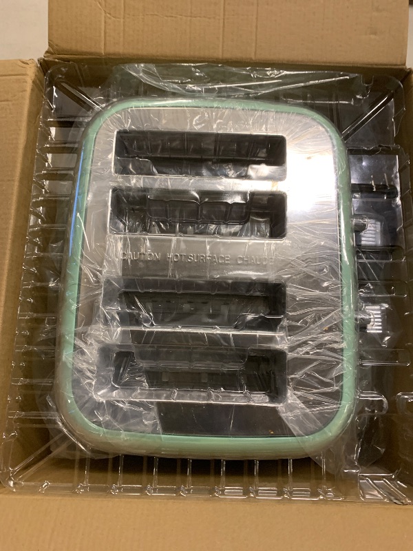 Photo 1 of Roter Mond Toaster 4 Slice Retro Stainless Steel with Extra Wide Slots Bagel, Defrost, Reheat Function, Dual Independent Control Panel, Removable Crumb Tray, 6 Browning Levels, Aqua Green