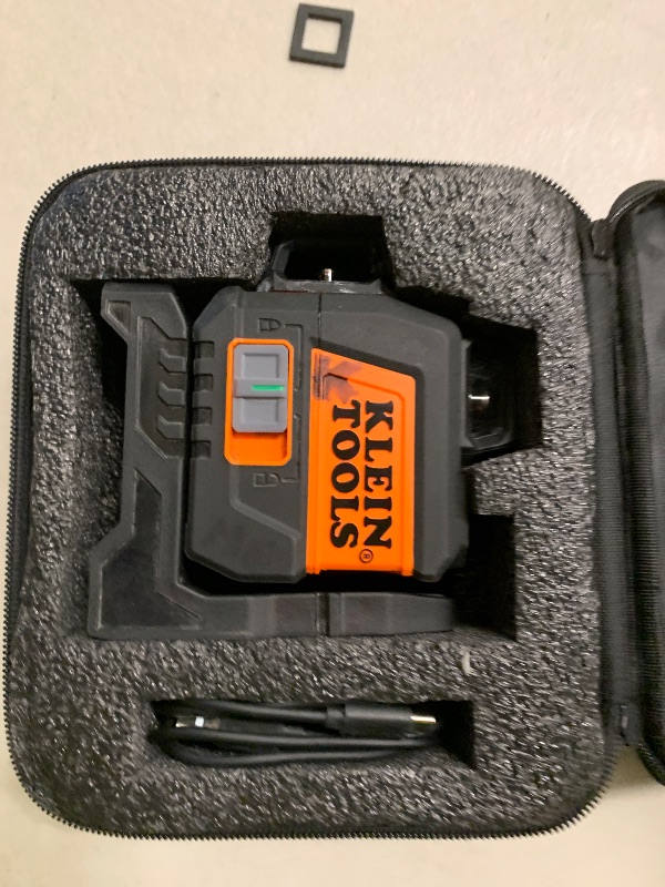 Photo 1 of Klein Tools 93CPLG Compact Self-Leveling Laser Level, Bright Green Cross Line 360-Degree Laser Planes, Class 2 ? 1mW, Rechargeable, Magnetic Mount