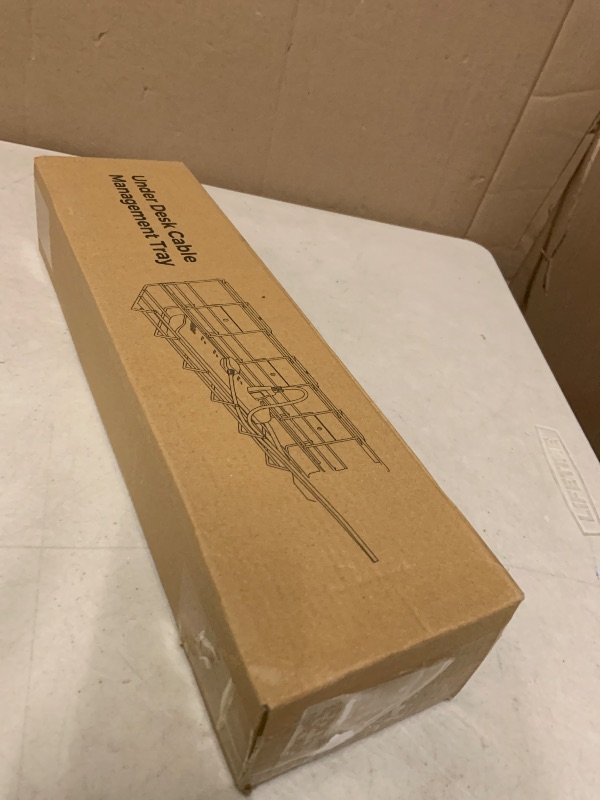 Photo 1 of 2 Pack DELAMU Under Desk Cable Management Tray, Metal Cord Cable Organizer for Desk, Easy Install Pre-drilled Wire Management Wire Organizer for Office & Home