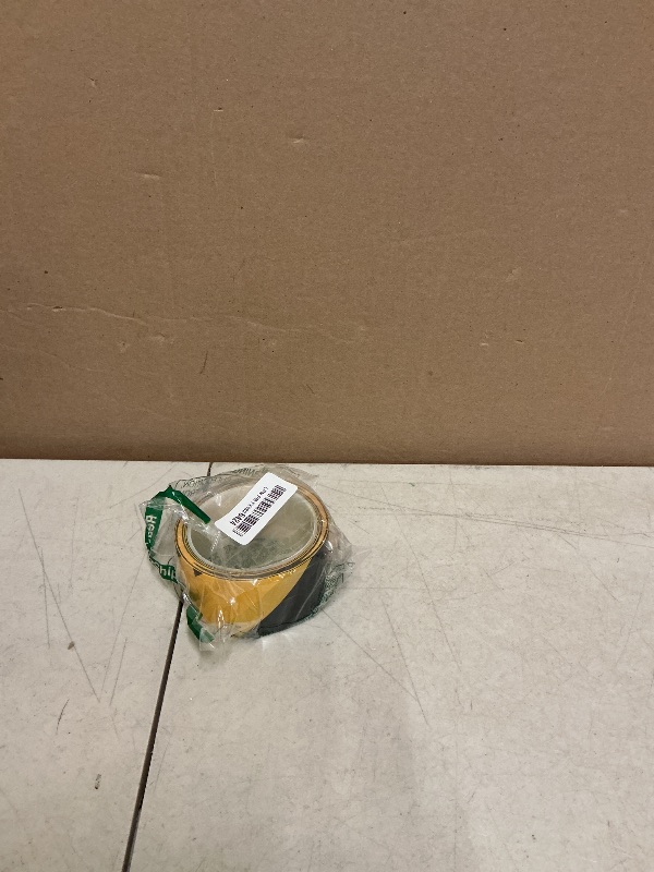 Photo 1 of 2 Inch x 110 FT Black & Yellow Floor Marking Tape, High-Visibility & Adhesive Hazard Tape for Caution & Aisle Marking, Warning Safety Stripe Tape, Caution Tape Roll for Walls Steps Pipes Equipment