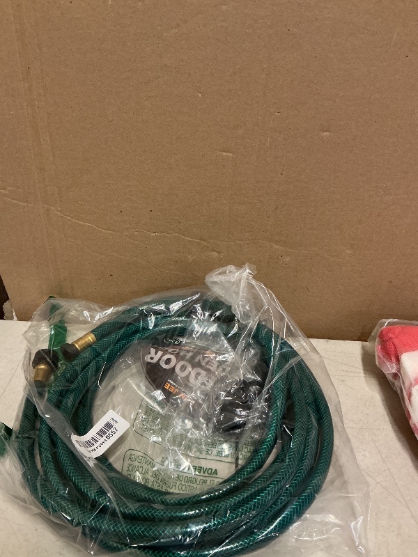 Photo 1 of 15FT Lightweight PVC Garden Hose: 1/2 Inch Flexible Hose with 3/4 Inch GHT and Shut Off Valve - Leak-Proof Design with Washers and Repair Connector for Small Yard Car Washing