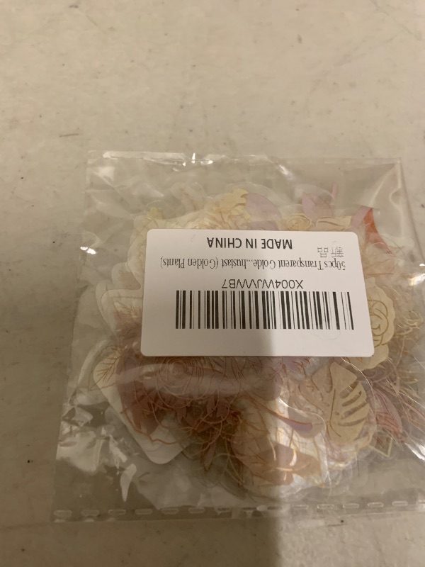 Photo 1 of 50pcs Transparent Golden Plants Flower Stickers PET Waterproof Nature Flower Decals Decorative for Water Bottles Phone Cases Laptops Scrapbook DIY Crafts Album Journal Plant Enthusiast (Golden Plants)