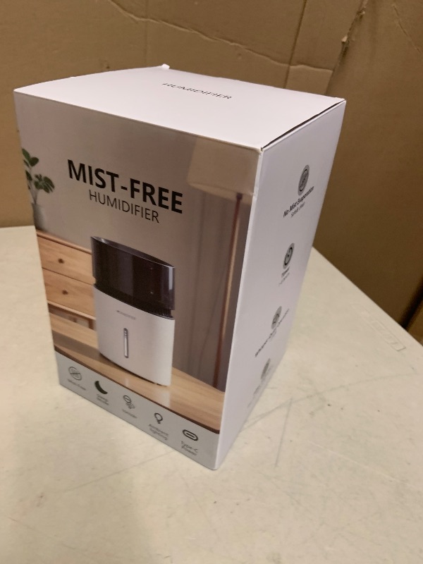 Photo 1 of 3L Mist-Free Evaporative Humidifier for Bedroom, Top Fill Humidifier Work with Tap Water, Touch Control,USB Powered, Sleep Mode, Night Light,1–8H Timer, Easy-Clean Design for Home Office