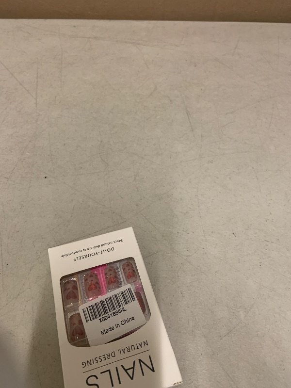 Photo 1 of 24Pcs Valentines Day Press on Nails Medium WLGDLH Red Pink Glitter Fake Nails with Heart Design Nude False Nails Square Nail Tips Acrylic Glue on Nails Glossy Stick on Nail for Women