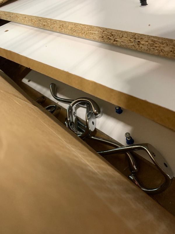 Photo 1 of +++HARDWARE IS MISSING+++Prepac 60" Contemporary Wall Mounted Coat Rack, Coat Hooks Wall Mount with 4 Shelves, Ideal for Hallway or Entryway Storage Solution, 11.5"D x 60"W x 16.5"H, White