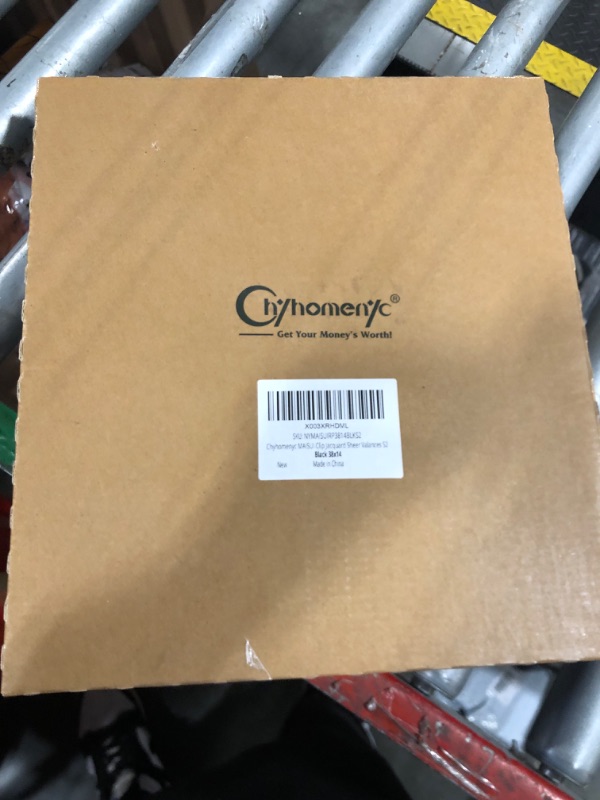 Photo 1 of (2) Chyhomenyc Marilyn 2PCS Black Sheer Valances for Windows 14 Inches Long, Light Filtering Clip Jacquard Textured 3D Leaf Curtains for Kitchen Bathroom Bedroom Basement Small Windows, 38Wx14L Inches