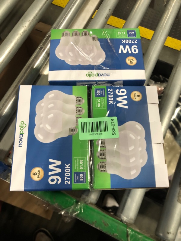 Photo 1 of (3) novapollo A19 LED Light Bulb, 60W Equivalent, Efficient 9W, 7 Year, 800 Lumens, Non-Dimmable, 2700K, Daylight White - 6 Pack