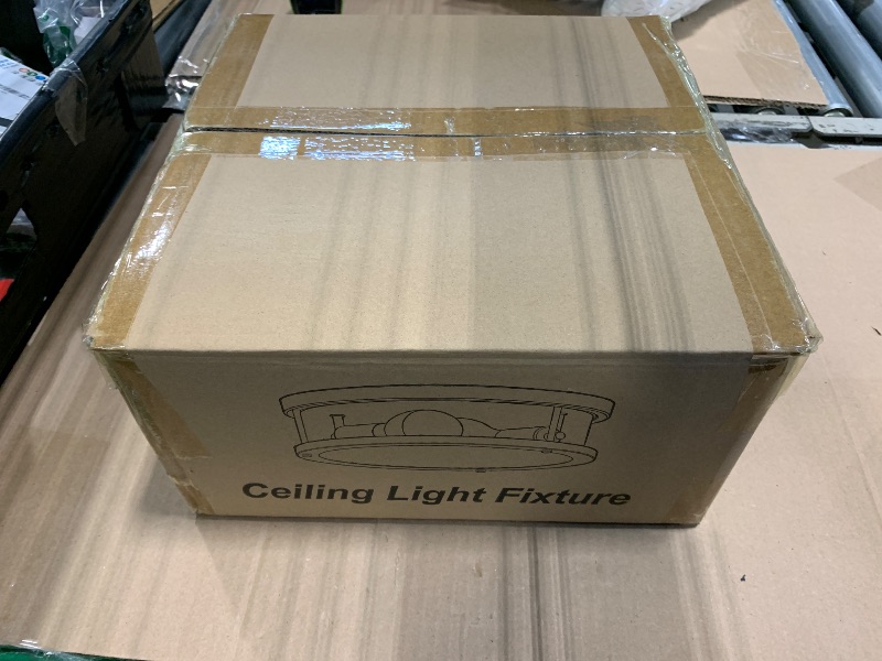 Photo 1 of **PARTS ONLY, SHADE IS BROKEN** Black Flush Mount Ceiling Light Fixture, Farmhouse Light Fixture with Seeded Glass Lampshade, 2-Light Industrial Close to Ceiling Lighting for Hallway, Kitchen, Entryway, Foyer(Bulb Not Included)