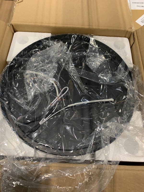 Photo 1 of **PARTS ONLY, SHADE IS BROKEN** Black Flush Mount Ceiling Light Fixture, Farmhouse Light Fixture with Seeded Glass Lampshade, 2-Light Industrial Close to Ceiling Lighting for Hallway, Kitchen, Entryway, Foyer(Bulb Not Included)