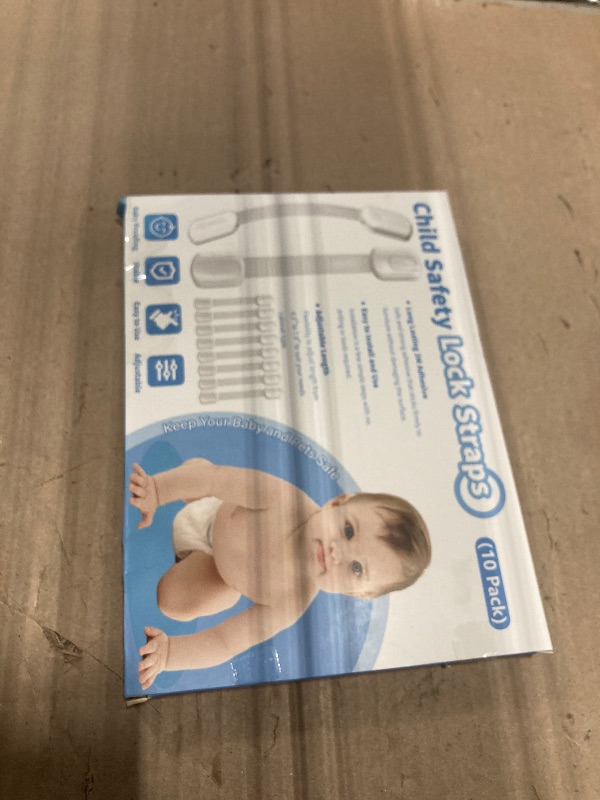 Photo 1 of 10 Pack Cabinet Locks Baby Proofing, Child Proof Cabinet Locks with 3M Adhesive - Easy Installation with Adjustable Straps, Multi-Purpose Child Safety Latches for Drawers Fridge Trash Cans Toilets