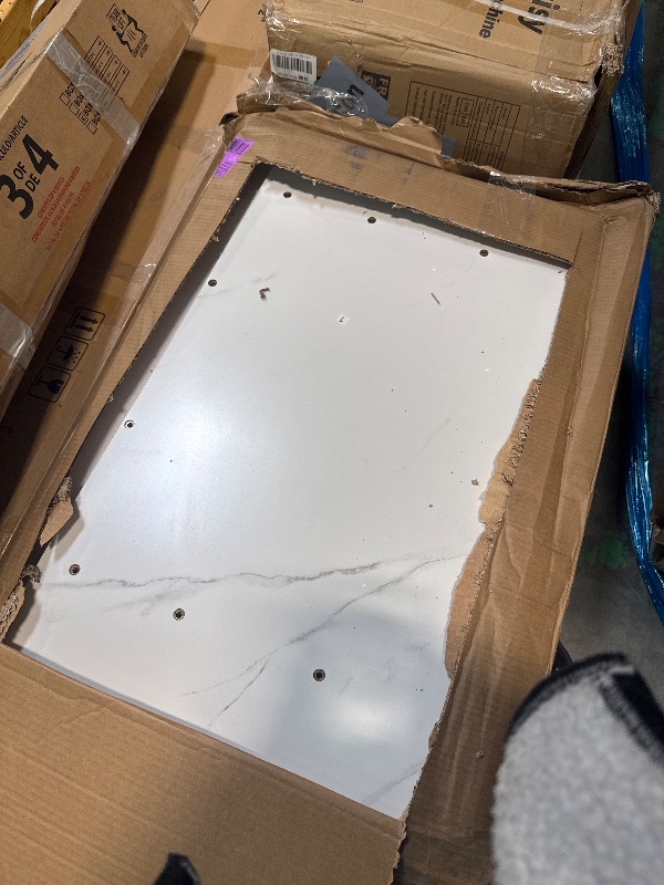 Photo 1 of *****SIMILAR**** Tribesigns Modern Dining Table, 63" Large Kitchen Table for 4-6 People, Unique Rectangular Dinner Table Kitchen & Dining Room Furniture with Faux Marble Tabletop and Geometric Legs