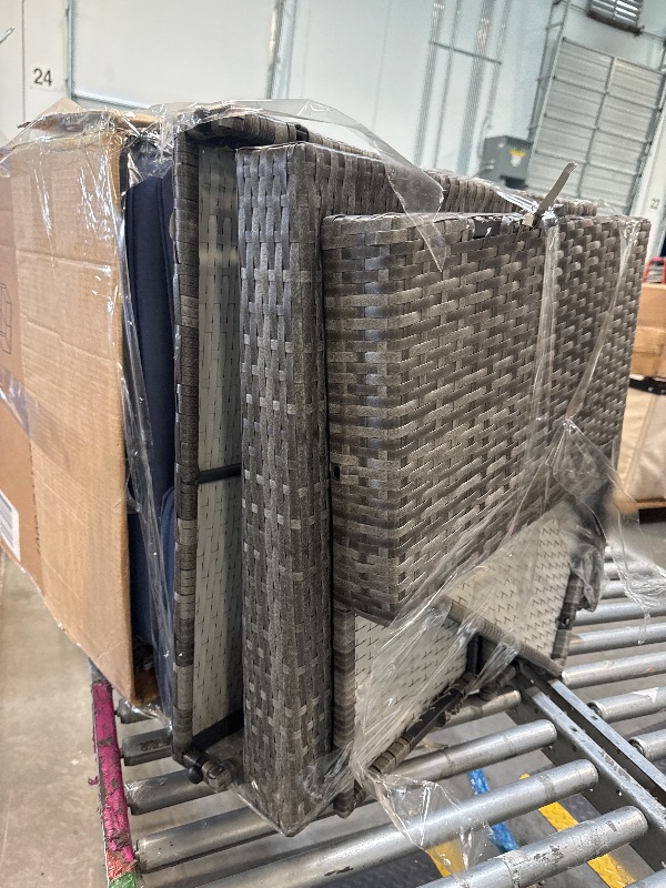 Photo 1 of SUNLEI 5pcs Patio Furniture Sets Conversation Set, Low Back All-Weather Rattan Sectional Sofa with Tea Table&Washable Couch Cushions, Outdoor Furniture Set (Silver Rattan)