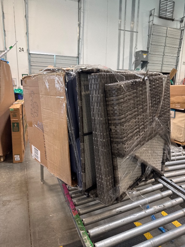 Photo 1 of SUNLEI 5pcs Patio Furniture Sets Conversation Set, Low Back All-Weather Rattan Sectional Sofa with Tea Table&Washable Couch Cushions, Outdoor Furniture Set (Silver Rattan)