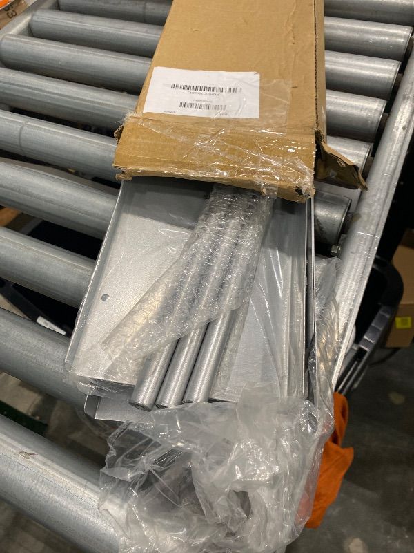 Photo 1 of **MISSING PIECES UNKNOWN**LiuoudTowel Rack for Bathroom, Wall Mounted Vertical Rolled Towel Storage Organizer Holder with Shelf, Holds Up 6 Large Bath Sheets, Silver Grey Large