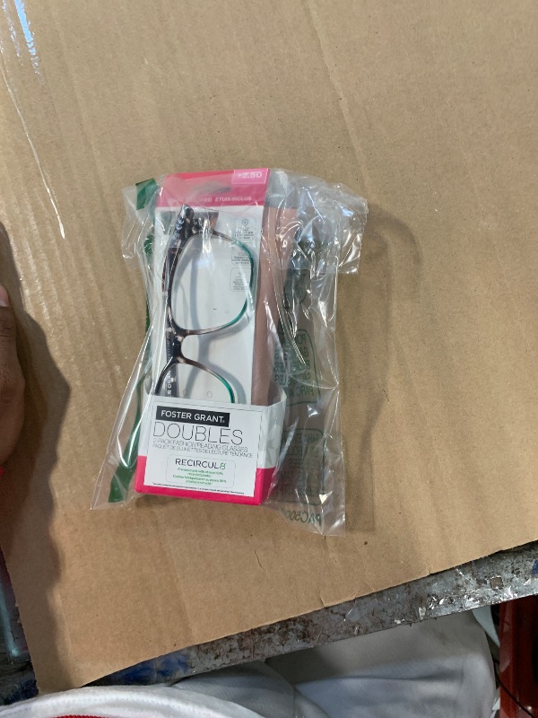 Photo 1 of ***MISSING PIECE*** Foster Grant Women's Kendall 2-Pack Square Reading Glasses, Tortoise/Wine, Tortoise/Teal, 42 mm, 2.5 Diopters