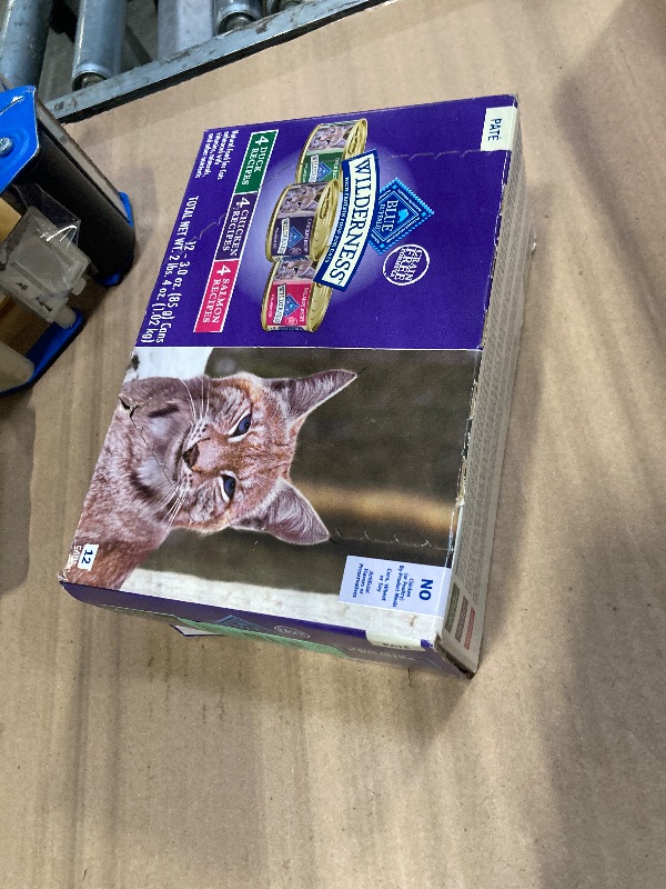 Photo 1 of *** BB AUG 28 2027 *** Blue Buffalo Wilderness High Protein, Natural Adult Pate Wet Cat Food Variety Pack, Chicken, Salmon, Duck 3-oz Cans (12 Count- 4 of Each Flavor)