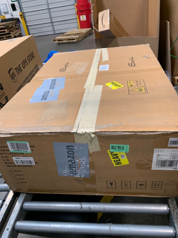 Photo 1 of **Factory Sealed** Sarlai 33 Inch Composite Granite Kitchen Sink - 33x22 Inch Black Kitchen Sink Workstation Drop In Topmount Sinks Granite Quartz Single Bowl Above Counter Sinks Basin