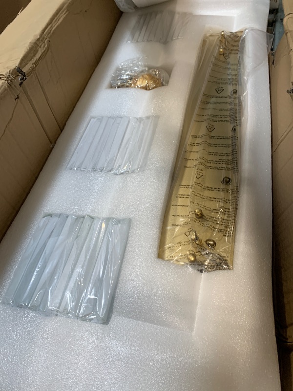 Photo 1 of  **Factory Sealed** Gold Rectangular Chandelier 40 Inch-10-Light Luxury Crystal Pendant Lighting for Dining Room, Kitchen Island & Bar-Adjustable Height, Flush Mount Ceiling Fixture,Premium Lighting Fixture(Gold, L-40")