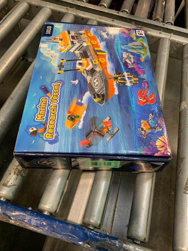 Photo 1 of AKWME City Ocean Explorer Ship Building Set, Exploration Boat Set Toy Building Block with LED Lights, Helicopter, Submarine and Shark Cage, Birthday Gifts for 6 8 10 12 Years Old Boys Kids Girls