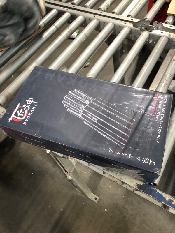 Photo 1 of SYOKAMI Knife Set 7 Piece Japanese Style Kitchen Knife Set With Foldable Magnetic Acacia Wood Block Sharp High Carbon Stainless Steel Knives Set for Kitchen with Anti-slip Ergonomic Handle, Ideal Gift