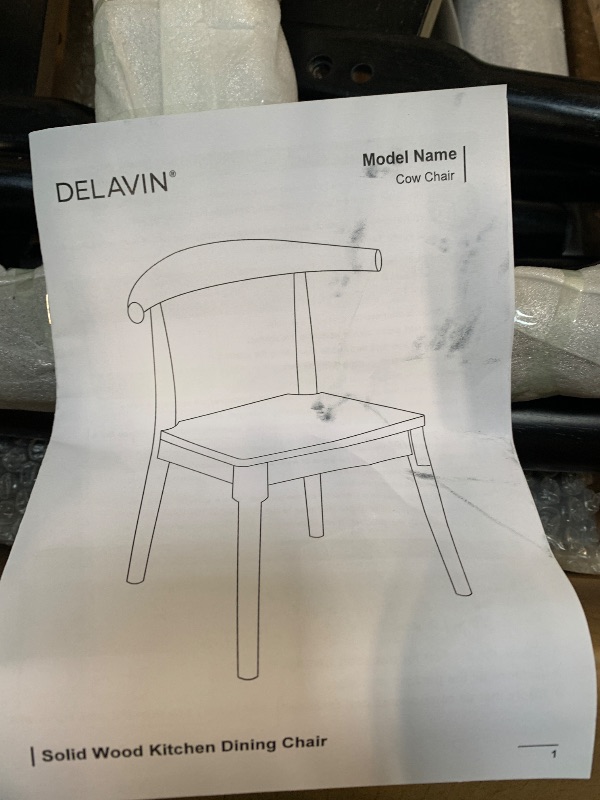 Photo 1 of DELAVIN Solid Wood Dining Chairs Set of 4, Farmhouse Style High Ladder Back Dining Room Chairs, Modern Dining Chair for Living Room, Kitchen, Bedroom, Black