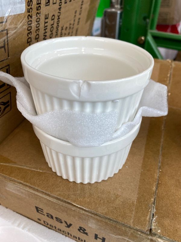 Photo 1 of ***MISSING PARTS*** ***READ CLERK NOTES*** MALACASA Ramekins 6 oz Oven Safe, Porcelain Creme Brulee Ramekins Pudding Custard Cups Small Ceramic Souffle Dishes Ramakan Ramiken Ramicans Baking Bowls Set of 6, White, Series RAMEKIN-DISH