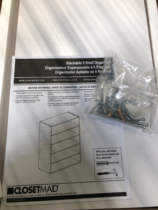 Photo 1 of ** FACTORY SEALED**ClosetMaid 1565 Stackable 5-Shelf Organizer, White