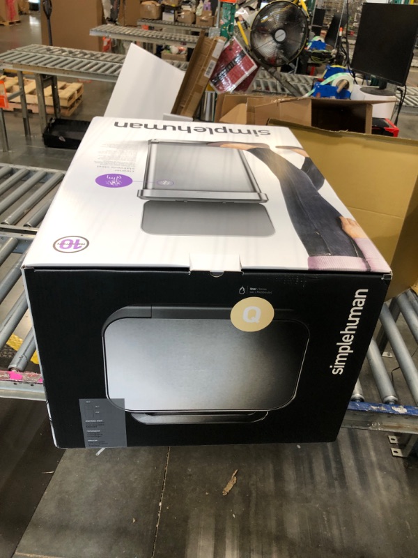 Photo 1 of *Dirty item/used* simplehuman 55 Liter / 14.5 Gallon Rectangular Hands-Free Kitchen Step Trash Can with Soft-Close Lid, Brushed Stainless Steel