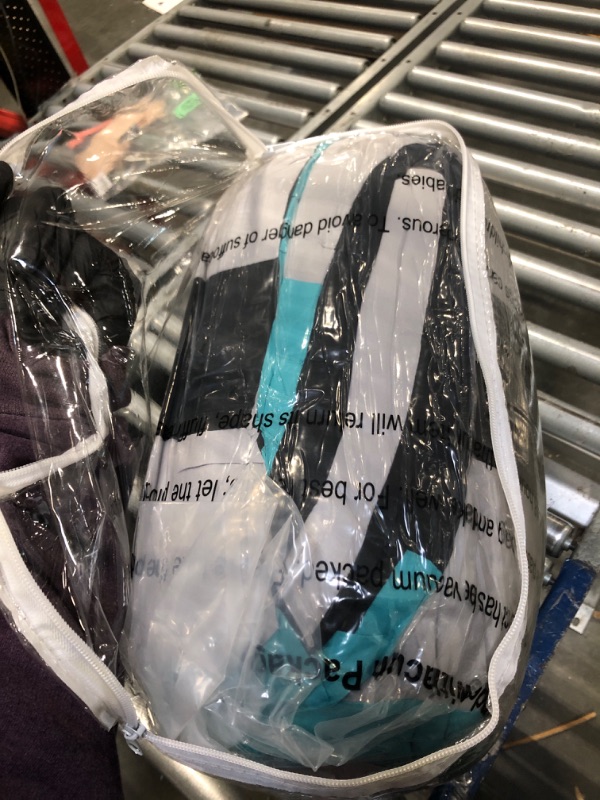 Photo 1 of ** FACTORY SEALED**Chezmoi Collection Napa 7-Piece Luxury Leaves Scroll Embroidery Bedding Comforter Set (Full, Teal Blue/Gray/Black)