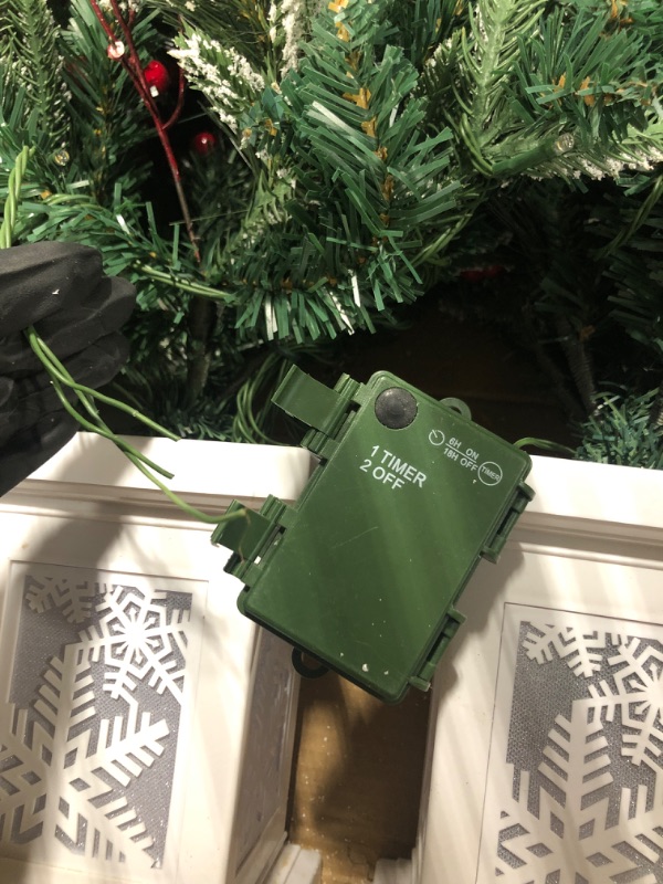 Photo 1 of ** ONE TREE DOES NOT LIGHT UP**
Garvee 3ft Mini Christmas Tree, 2 Set Pre-Lit Artificial Tree with 78 Lights, Tabletop Christmas Tree with 8 Lighting Modes, Snow Flocked Xmas Tree with Snowflake Base, Battery Operated