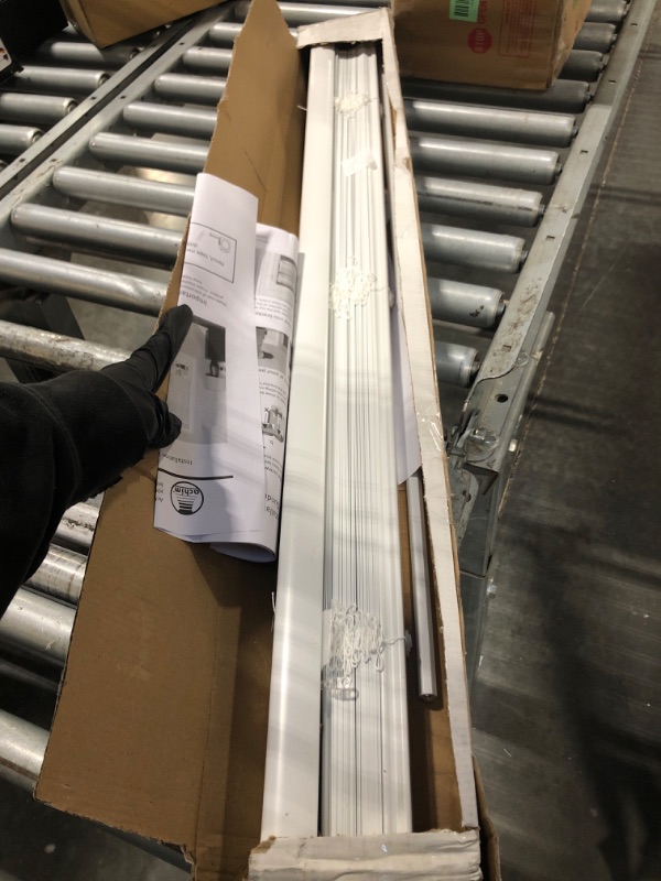 Photo 1 of ** MISSING HARDWARE**
Cordless Room Darkening Mini Blind - 34 Inch Width, 64 Inch Length, 1" Slat Size - Pearl White - Cordless GII Deluxe Sundown Horizontal Windows Blinds for Interior by Achim Home Decor