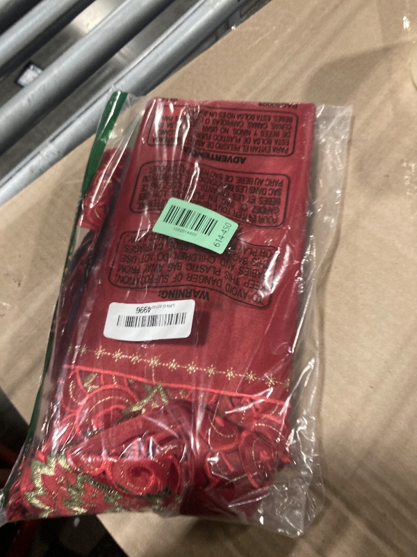 Photo 1 of Grelucgo Embroidered Christmas Holiday Holly Tree Tablecloth (52 Inches Square Tablecloth)