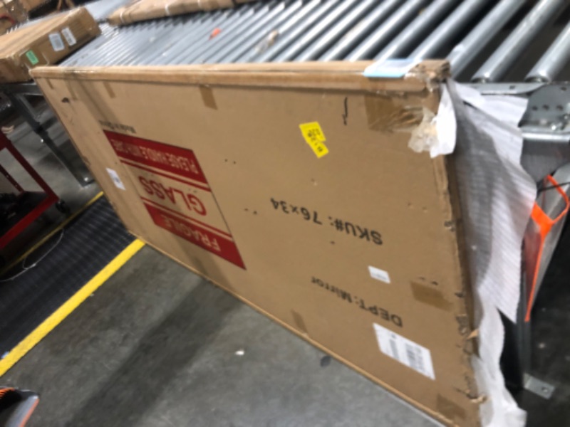 Photo 1 of **SMALL CUT IN THE WOOD**ABSWHLM Full Length Mirror 76"x34" Solid Wood Frame Floor Large Mirror for Living Room, Bedroom Hanging or Leaning Wall-Mounted, Light Brown